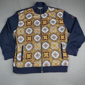 Enyce Navy and Gold Patterned Bomber Jacket